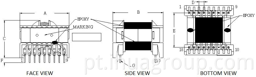 Tipo de ETD Tipo de alta tensão Transformador Flyback Supply Transformer